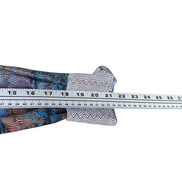 Robert Graham Shirt Men’s Small Geometric Fans Colorful Flip Cuff Button Up Blue - Picture 10 of 11